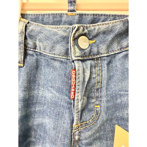 NWT Dsquared2 Button Fly Super Slim Distressed Skinny Jeans Blue Women's Size 30 - Picture 4 of 8